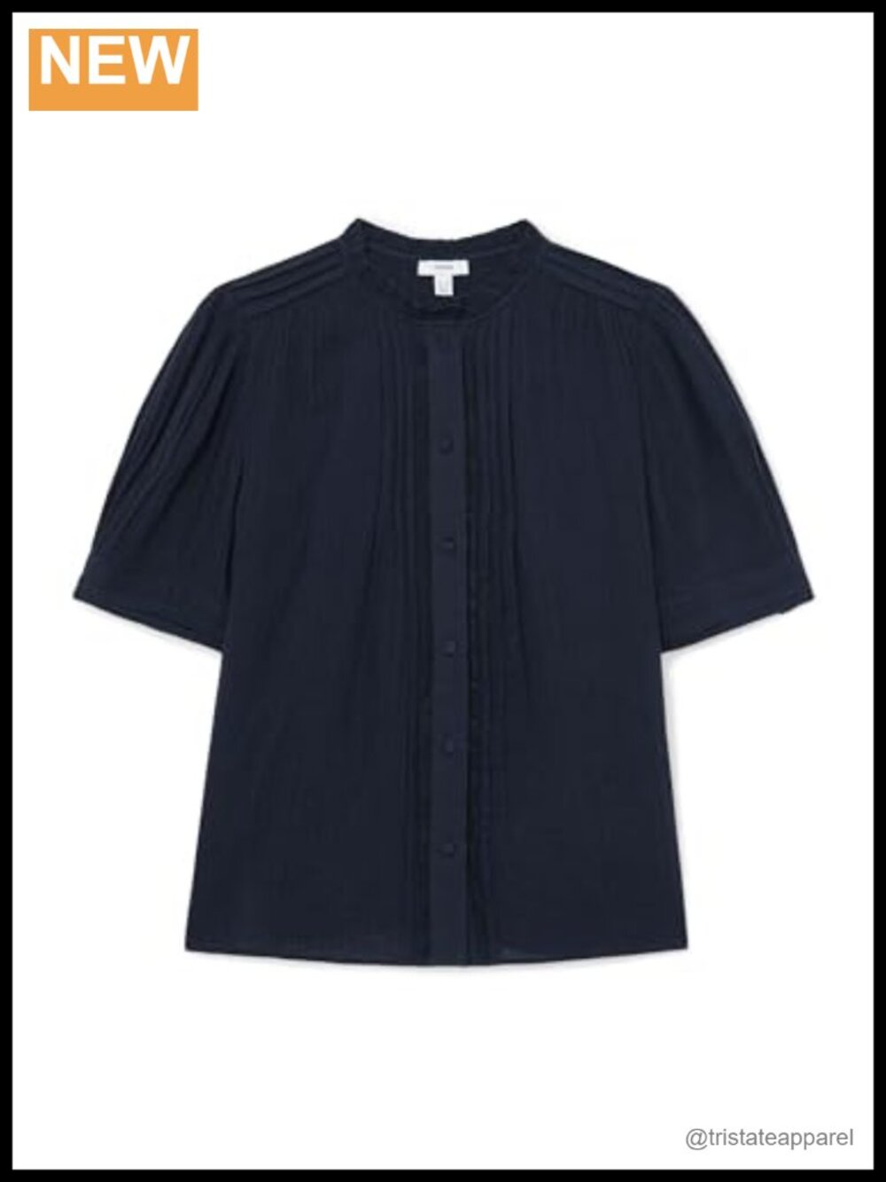 Cotton Muslin Frill Sleeve Top Puff Sleeves Button Down